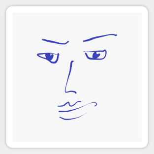 Minimalist Unimpressed Face Line Drawing Sticker